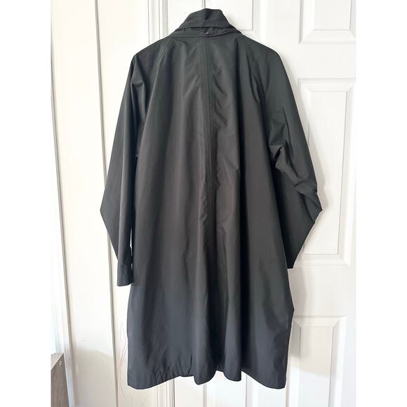 L.L Bean Black Women Plus Snap Button Raincoat Boxy Overcoat Missing Hood 3X - Picture 8 of 10